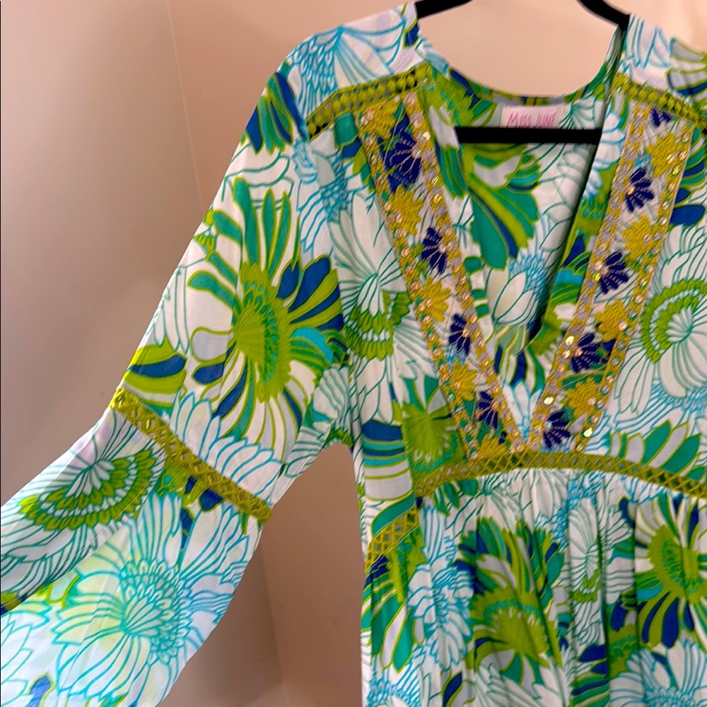 MISS JUNE Colorful Floral Dress with Beaded Details